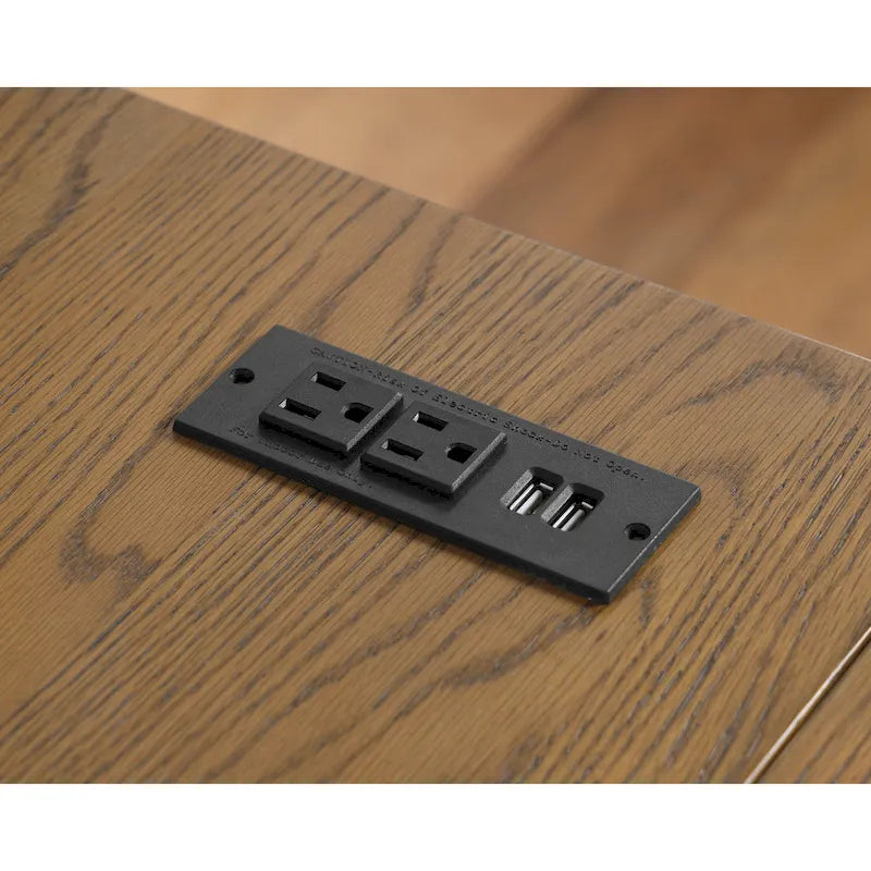 59-inch Metal L-Shaped Computer Desk with USBs by Furniture of America
