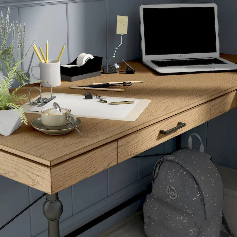 59-inch Metal L-Shaped Computer Desk with USBs by Furniture of America