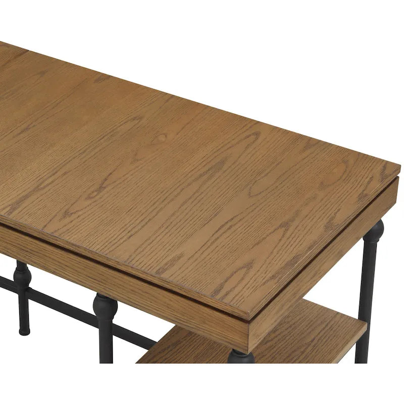 59-inch Metal L-Shaped Computer Desk with USBs by Furniture of America
