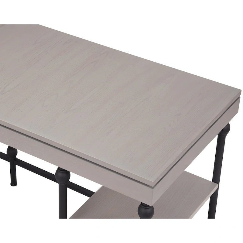 59-inch Metal L-Shaped Computer Desk with USBs by Furniture of America