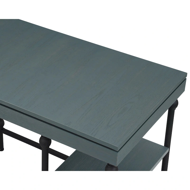 59-inch Metal L-Shaped Computer Desk with USBs by Furniture of America
