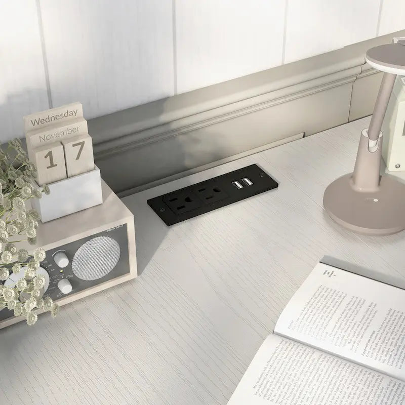59-inch Metal L-Shaped Computer Desk with USBs by Furniture of America