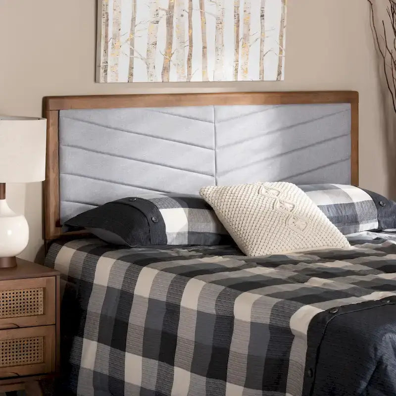 Modern and Contemporary Wood Headboard -Light Grey