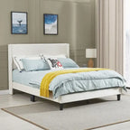 Queen Size Tufted Upholstered Bed Frame Low Profile Velvet Bed Frame Platform with Raised Wingback Headboard