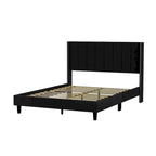 Cama de Plataforma Queen Estofada em Veludo com Cabeceira Wingback