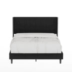 Cama de Plataforma Queen Estofada em Veludo com Cabeceira Wingback