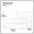 Cama de Plataforma Queen Estofada em Veludo com Cabeceira Wingback