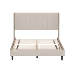 Cama de Plataforma Queen Estofada em Veludo com Cabeceira Wingback