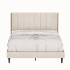 Cama de Plataforma Queen Estofada em Veludo com Cabeceira Wingback