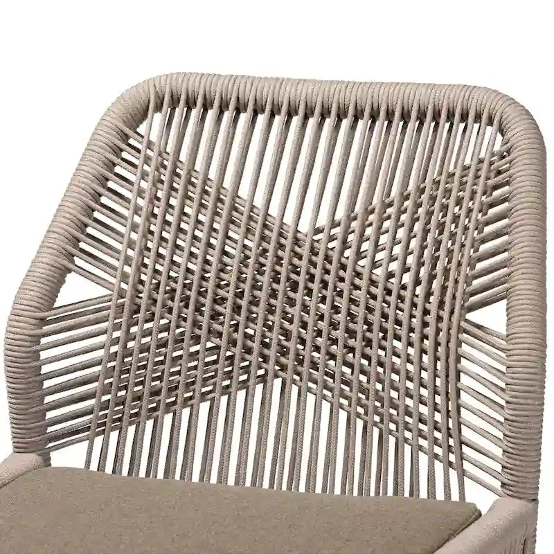 Transitional Woven Rope Mahogany Dining Side Chair-Grey