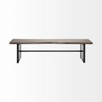 Banco de Refeição em Madeira de Manga Sólida Castanha com Borda Natural - 70L x 17P x 18A