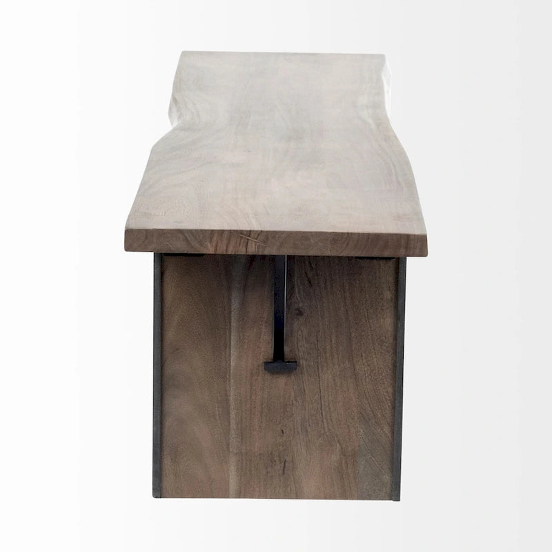 Brown Solid Wood w/ Live-Edge Dining Bench - 70W x 17D x 18H