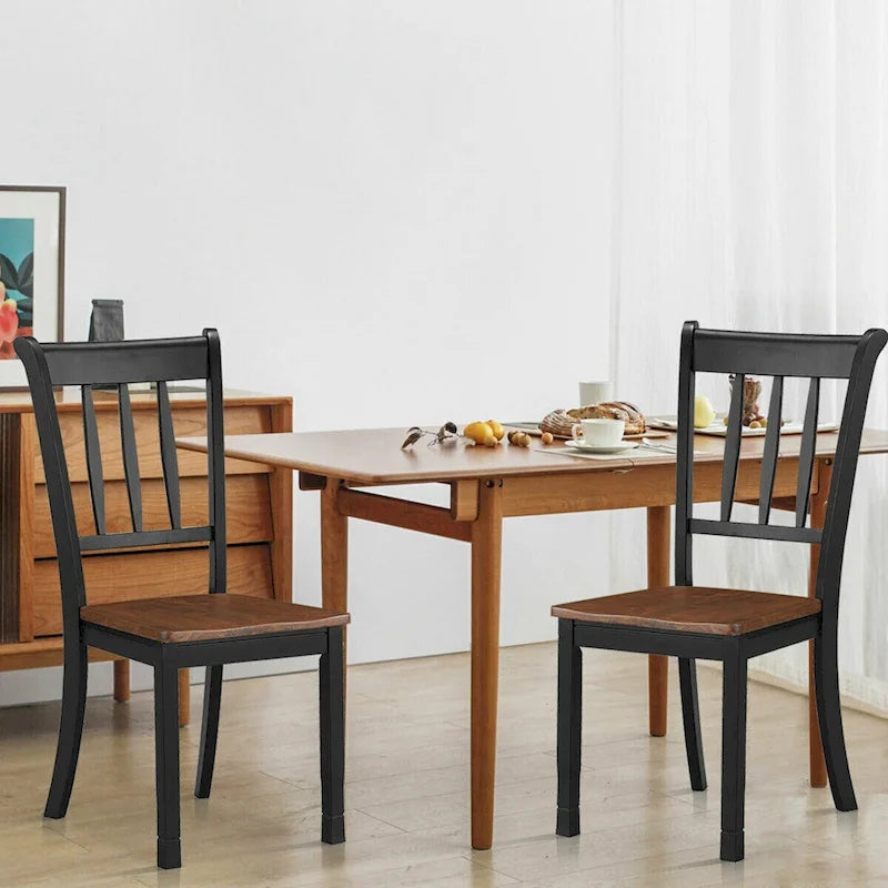 4PCS Wooden Dining Side Chair High Back Armless Home Furniture - See Details