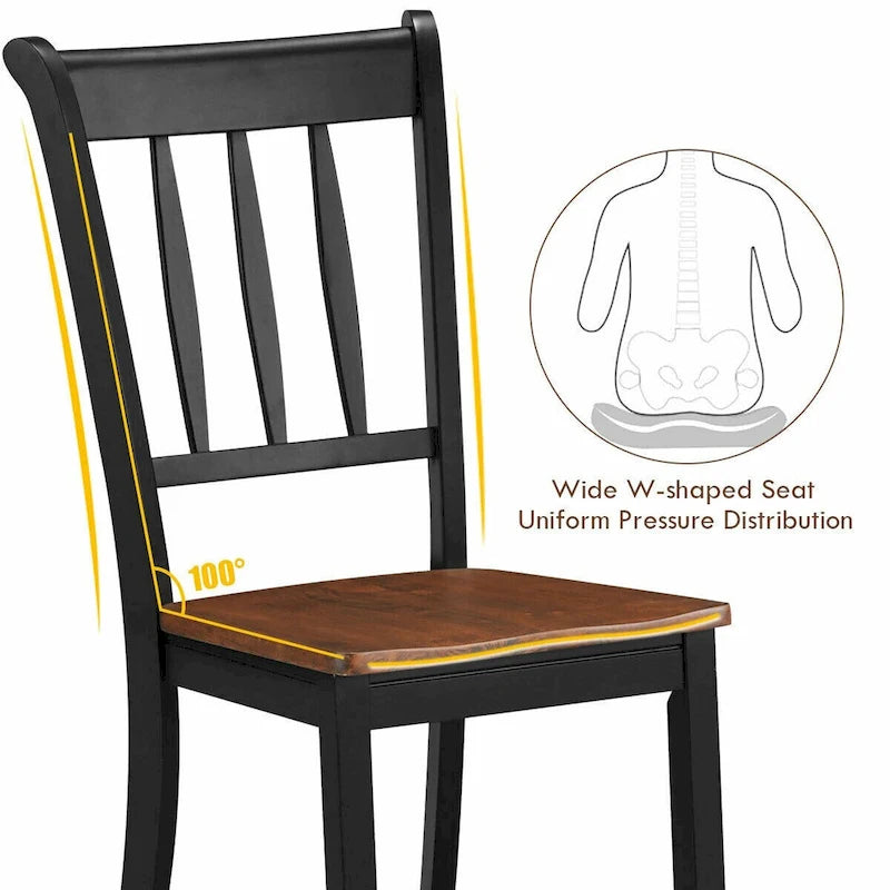 4PCS Wooden Dining Side Chair High Back Armless Home Furniture - See Details