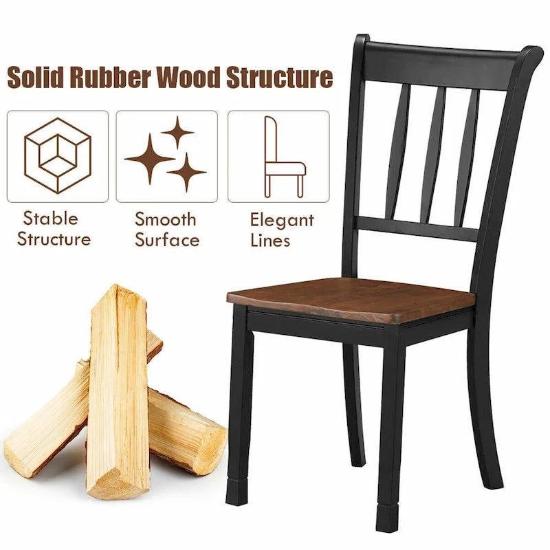 4PCS Wooden Dining Side Chair High Back Armless Home Furniture - See Details
