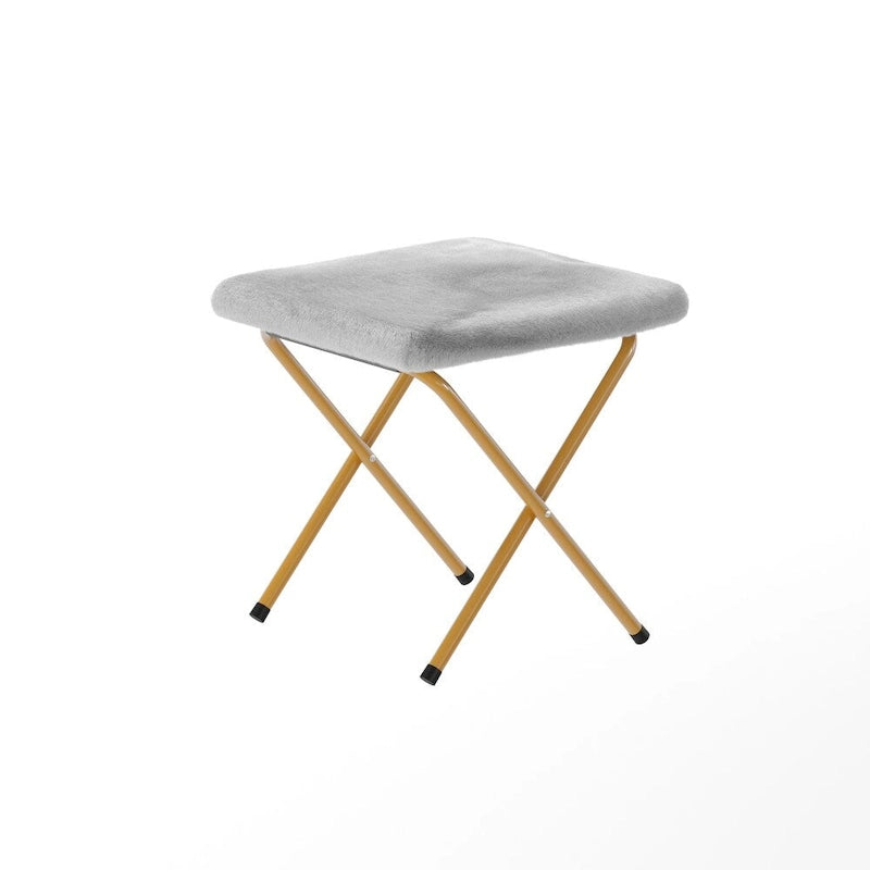 Double Folding Synthetic Fur Saucer Chair with 2 Ottomans