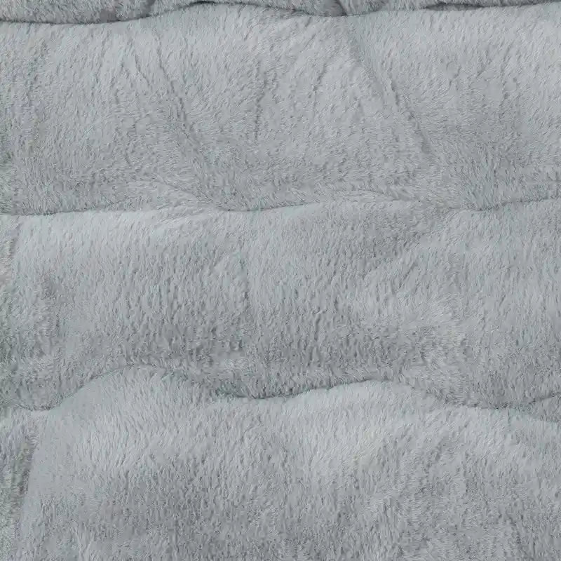 Double Folding Synthetic Fur Saucer Chair with 2 Ottomans