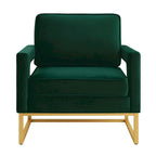Cadeira de Acento em Veludo de Estilo Moderno com Base de Metal Dourado