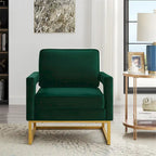 Cadeira de Acento em Veludo de Estilo Moderno com Base de Metal Dourado