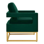 Cadeira de Acento em Veludo de Estilo Moderno com Base de Metal Dourado
