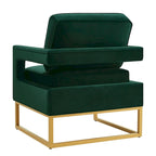 Cadeira de Acento em Veludo de Estilo Moderno com Base de Metal Dourado