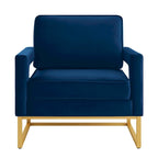 Cadeira de Acento em Veludo de Estilo Moderno com Base de Metal Dourado