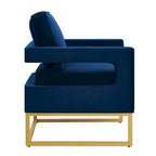 Cadeira de Acento em Veludo de Estilo Moderno com Base de Metal Dourado