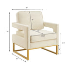 Cadeira de Acento em Veludo de Estilo Moderno com Base de Metal Dourado