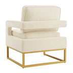 Cadeira de Acento em Veludo de Estilo Moderno com Base de Metal Dourado