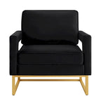 Cadeira de Acento em Veludo de Estilo Moderno com Base de Metal Dourado