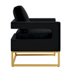 Cadeira de Acento em Veludo de Estilo Moderno com Base de Metal Dourado