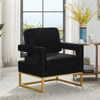 Cadeira de Acento em Veludo de Estilo Moderno com Base de Metal Dourado