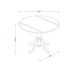 Mesa de Jantar Redonda com Abas Rebatíveis e Base Pedestal, Branco Linho e Mogno