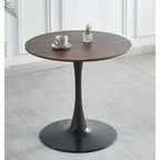 Mesa de Jantar Redonda Pedestal Tulip 31,5", Nogueira e Preto