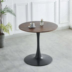 Mesa de Jantar Redonda Pedestal Tulip 31,5", Nogueira e Preto