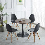 Mesa de Jantar Redonda Pedestal Tulip 31,5", Nogueira e Preto