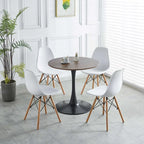 Mesa de Jantar Redonda Pedestal Tulip 31,5", Nogueira e Preto