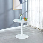 Mesa de Jantar Redonda Pedestal Tulip 31,5", Nogueira e Preto