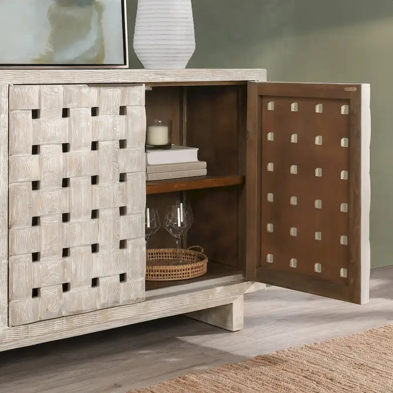 4-Door Reclaimed Pine Wood Buffet Sideboard