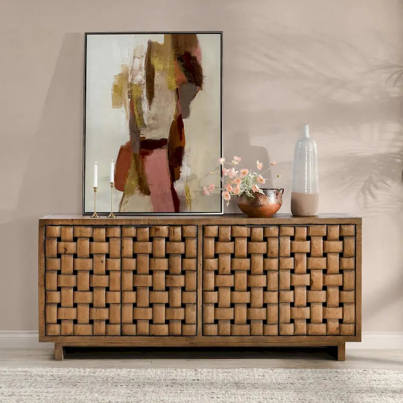 4-Door Reclaimed Pine Wood Buffet Sideboard