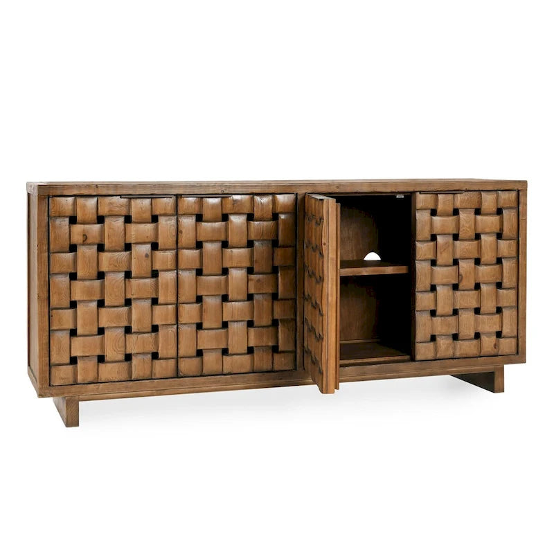 4-Door Reclaimed Pine Wood Buffet Sideboard
