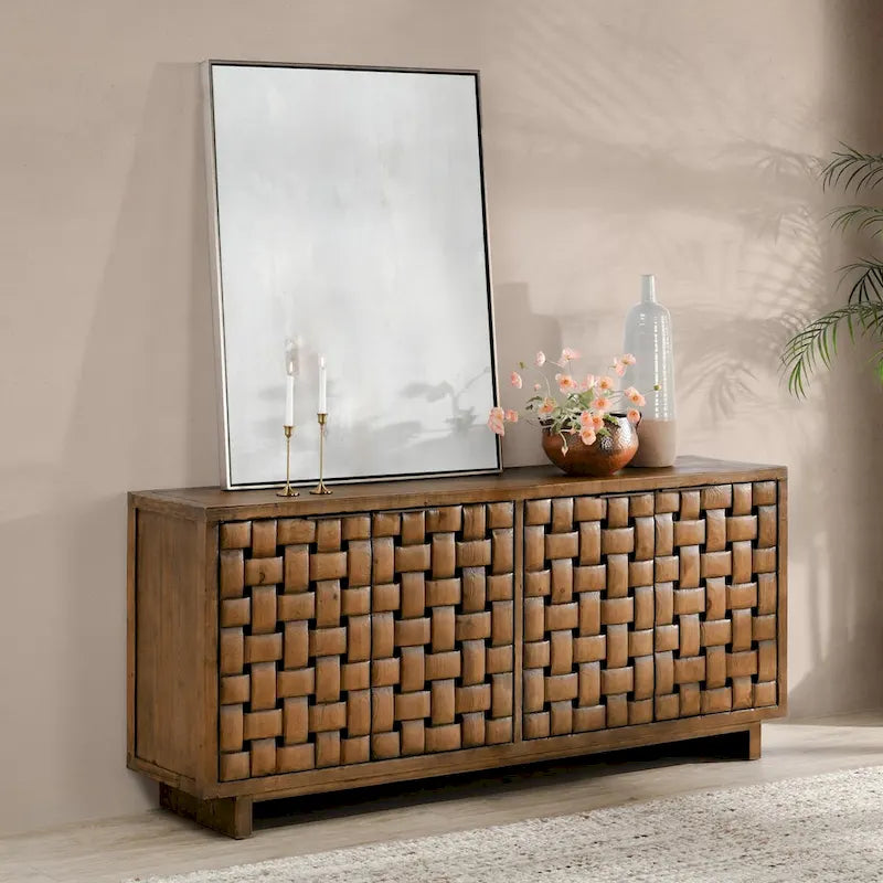 4-Door Reclaimed Pine Wood Buffet Sideboard