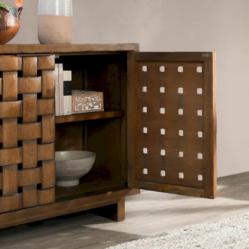 4-Door Reclaimed Pine Wood Buffet Sideboard