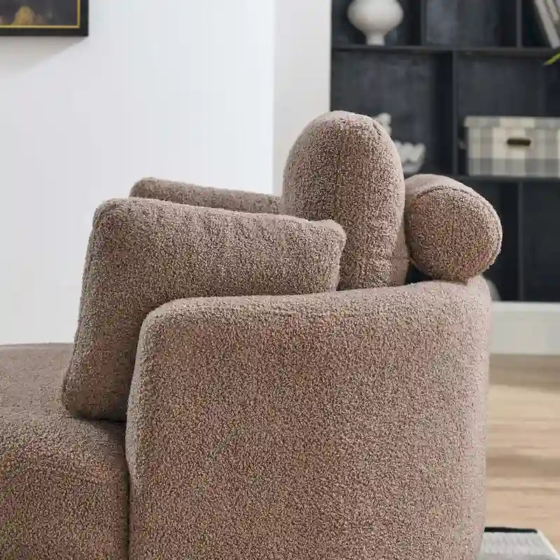 Modern Accent Round Loveseat Circle Swivel Barrel Chairs for Bedroom Cuddle Sofa Chair Lounger Armchair, 4 Pillows