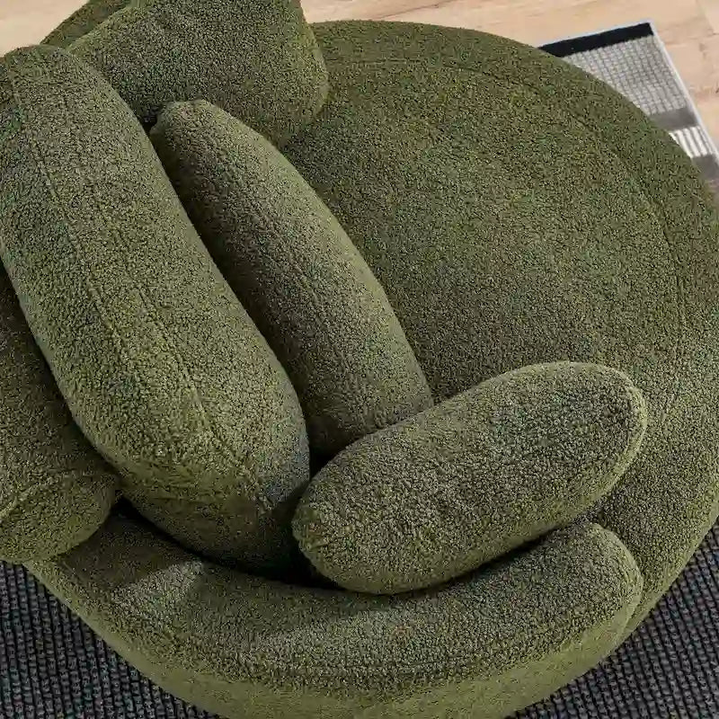 Modern Accent Round Loveseat Circle Swivel Barrel Chairs for Bedroom Cuddle Sofa Chair Lounger Armchair, 4 Pillows