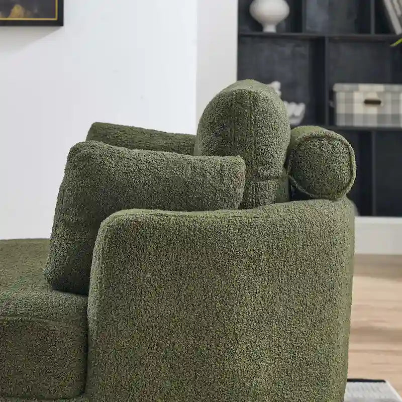 Modern Accent Round Loveseat Circle Swivel Barrel Chairs for Bedroom Cuddle Sofa Chair Lounger Armchair, 4 Pillows