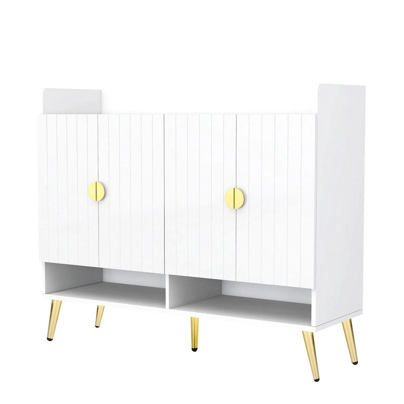 Wooden Modern Shoe Cabinet with Doors and Adjustable Shelves