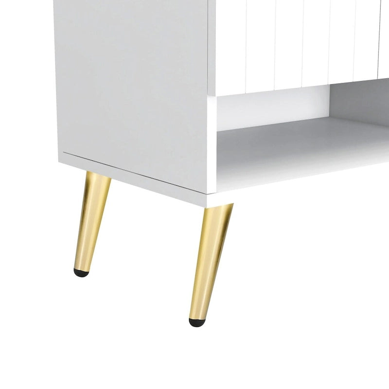 Wooden Modern Shoe Cabinet with Doors and Adjustable Shelves