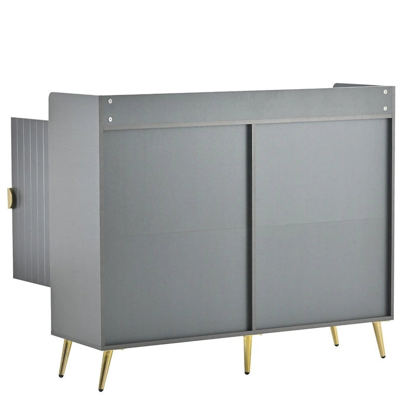 Wooden Modern Shoe Cabinet with Doors and Adjustable Shelves