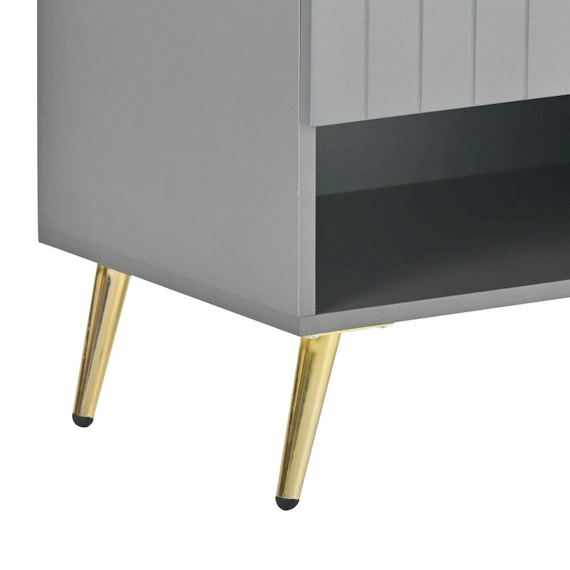 Wooden Modern Shoe Cabinet with Doors and Adjustable Shelves